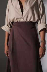 Pleat Detailed Midi Skirt - Maroon